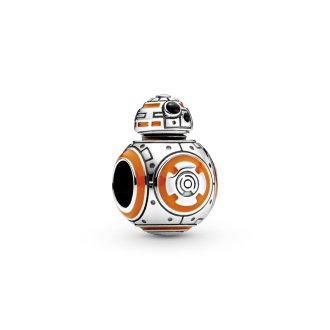 سحر Star Wars BB8 من الفضة الإسترليني مع المينا البرتقالي والأسود - وزن - 3.9 غم ، فضي - 925